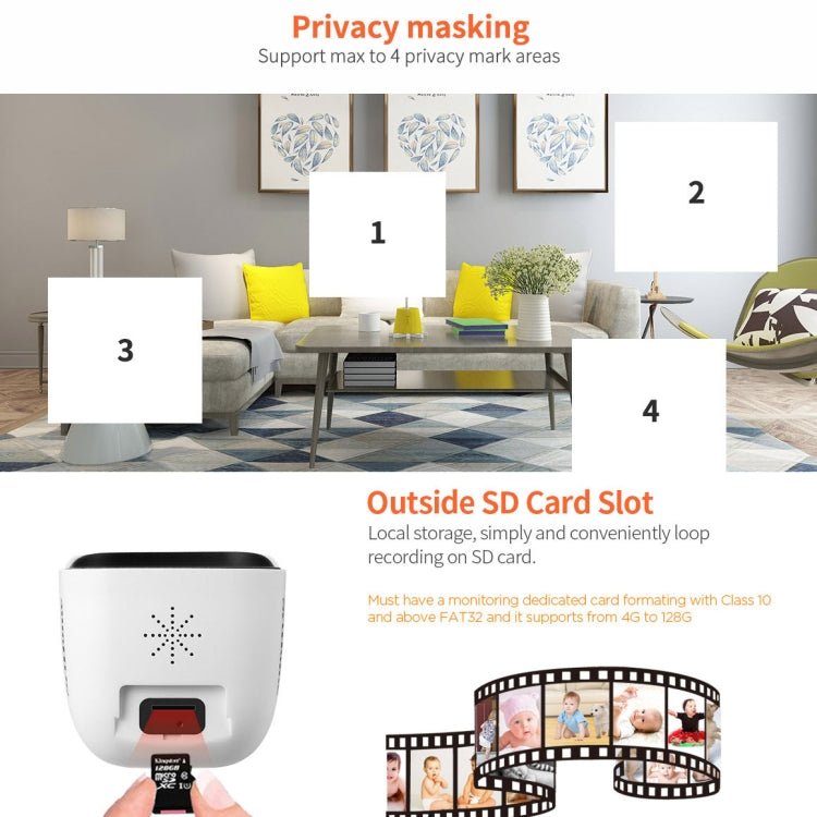 SriHome SH029 3.0 Million Pixels 1296P HD AI Camera, Support Two Way Talk / Motion Detection / Humanoid Detection / Night Vision / TF Card, AU Plug