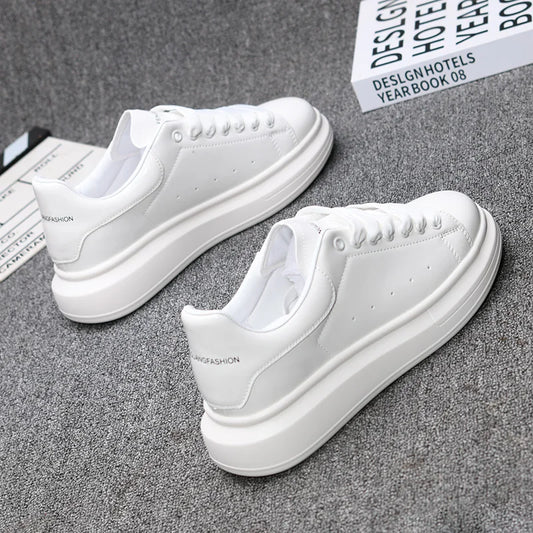Brand fashion men's shoes, black glossy men's thick-soled white sneakers, versatile couple sports and casual tennis shoes eprolo