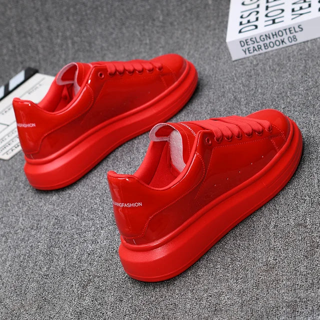 Brand fashion men's shoes, black glossy men's thick-soled white sneakers, versatile couple sports and casual tennis shoes eprolo