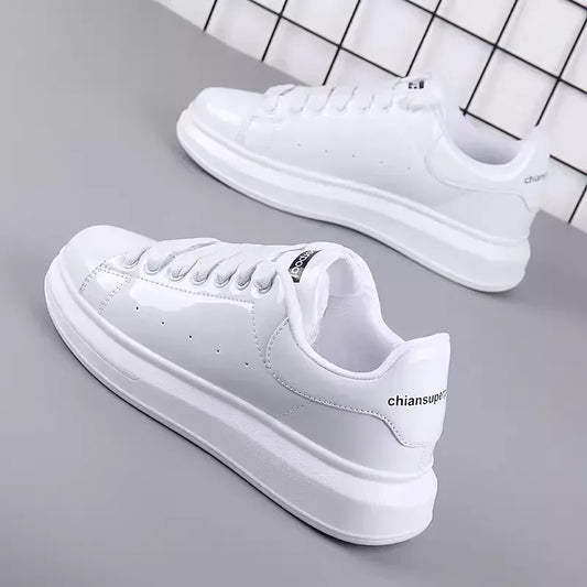 Branded couple shoes for men and women, breathable sports shoes, lacquered casual shoes, red skateboarding tennis shoes - Shello's Creative Boutique