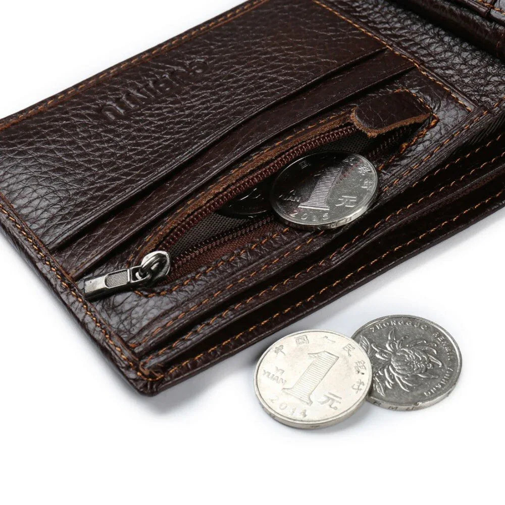 GUBINTU Genuine Leather Men Wallets Coin Pocket Zipper Real Men's Leather Wallet with Coin High Quality Male Purse cartera - Shello's Creative Boutique