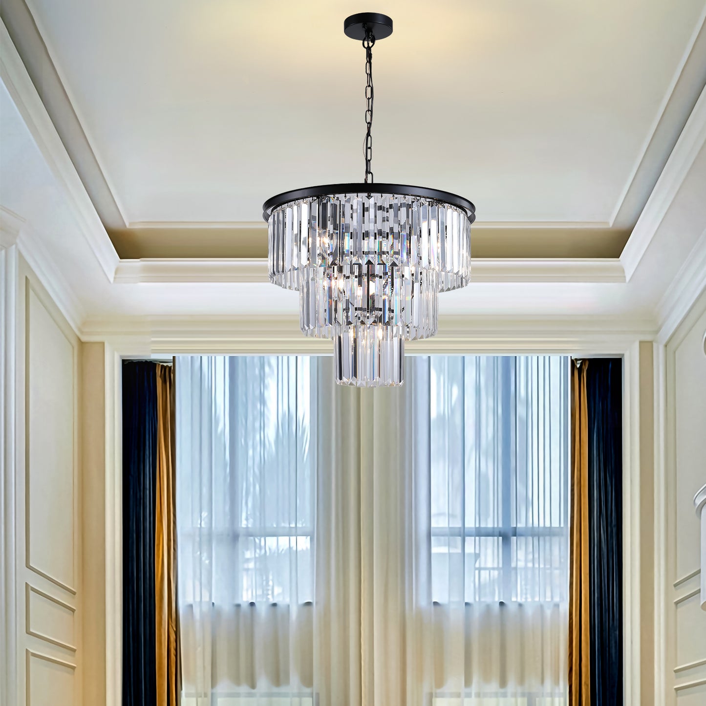 Black Luxury Crystal Chandelier Modern Chandeliers Lights Fixture Hanging Pendant Light Fixture for Dining Room Bedroom eprolo