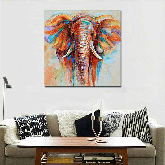 Elephant Head Canvas Art - Modern Animal Wall Art for Living Room, Bedroom, Office Decor