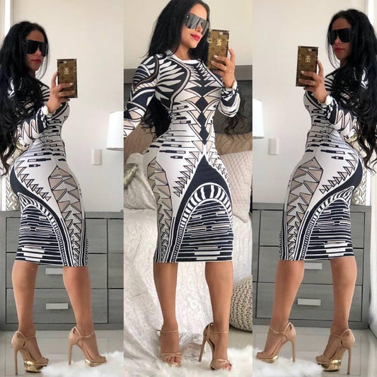 Multicolour Print Slim Night Club Dress – Spotlight Series - Shello's Creative Boutique