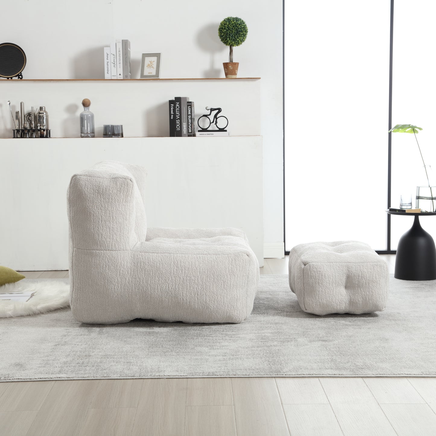 Fluffy bean bag chair Super soft couch chair with memory foam and footstool Indoor modern focus bean bag chair eprolo