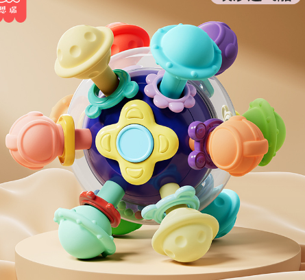 Baby Toys 0-1 Year Old Puzzle Early Education Manhattan Atomic Ball Baby Tooth Grinder Grip Training Ringing Bell eprolo