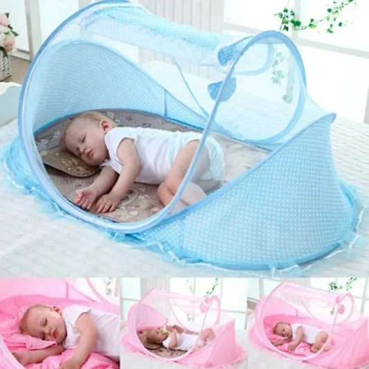 Folding mosquito net with sleeping pad pillow mosquito net bed three piece set music 0-3 year old children's mosquito net - Shello's Creative Boutique