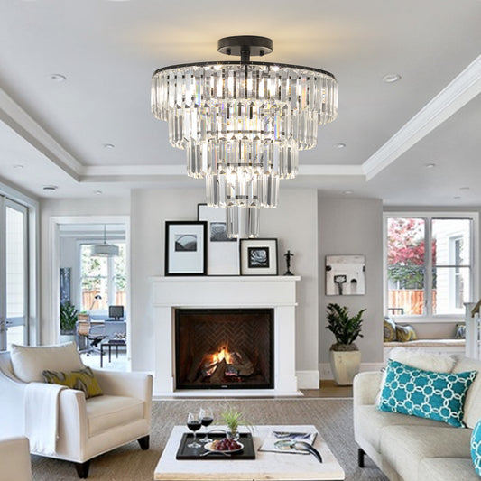 Black large crystal chandelier, modern style chandelier, dining room, living room, bedroom eprolo