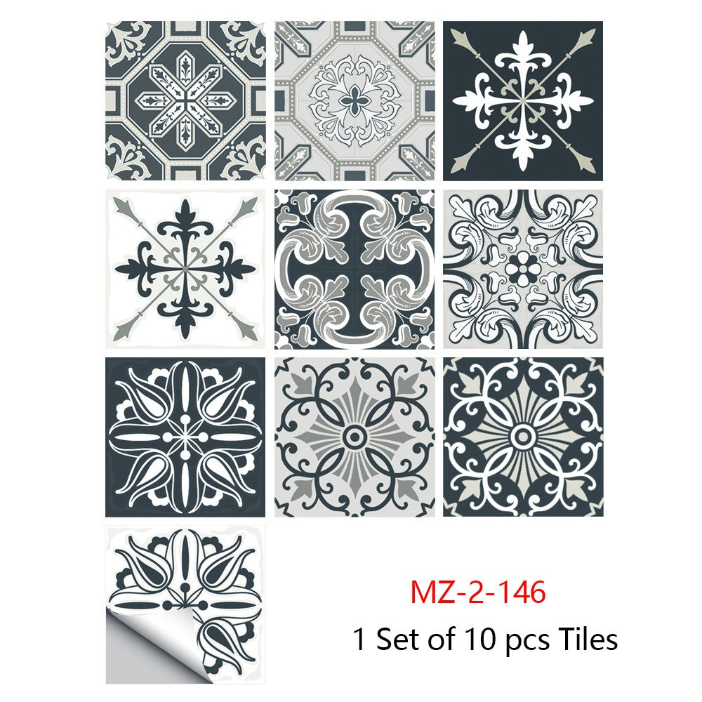 10 Piece Set Of Datura Mosaic Small Flower Imitation Ceramic Tile Sticker For Home Renovation Kitchen And Bathroom Decoration Self-Adhesive Wall Sticker