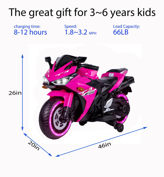 Tamco Kids Electric Motorcycle 12V - Ride-On Toy with Training Wheels Ages 3-6 - Shello's Creative Boutique