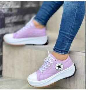 Low-Cut Thick-Soled Canvas Shoes – Stylish & Comfortable Platform Sneakers