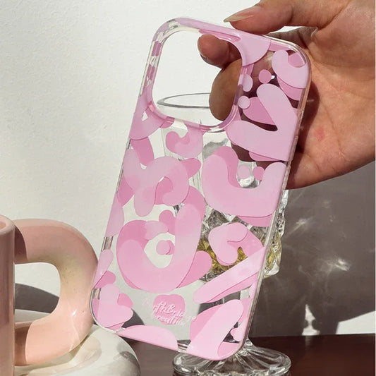 Original Graffiti Ornaments Phone Case Cute Pink TransparentSoft Silicone Phone Case For iPhone 15 14 13 12 Pro Max Cover - Shello's Creative Boutique