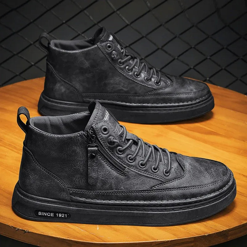 Martin boots, high top casual board shoes, trendy and versatile black workwear boots, sports and casual shoes for men - Shello's Creative Boutique