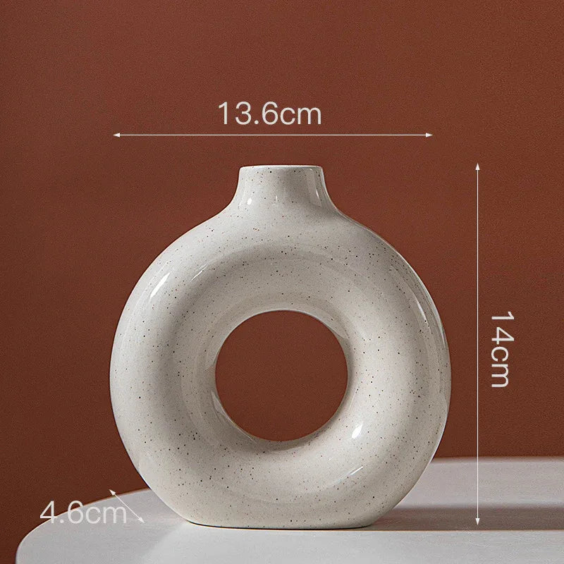 Nordic Abstract Ceramic Couple Candle Holder – Irregular Circle Vase Figurine - Shello's Creative Boutique