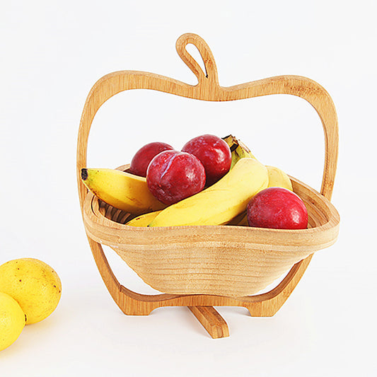 Folding Fruit Basket Creative Fashion Crafts Fruit Storage Basket Wooden Layer Tripod Bowl Outdoor Camping Supplies eprolo