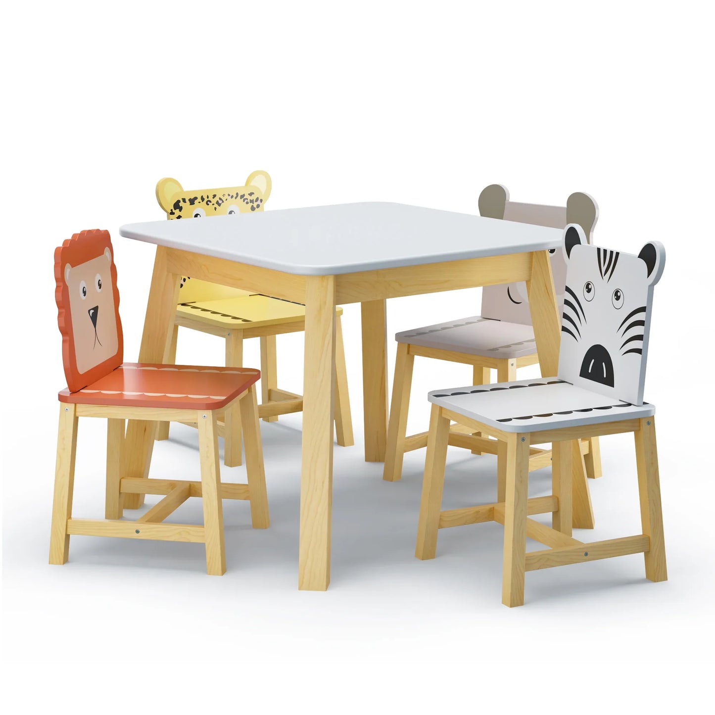 5 Piece Kiddy Table and Chair Set Kids Wood Table with 4 Chairs Set (bigger table) (3-8 years old) - Shello's Creative Boutique