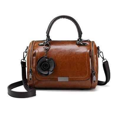 Spirituality Flower Shoulder Bag – Vintage PU Leather with Timeless Elegance and Everyday Functionality - Shello's Creative Boutique