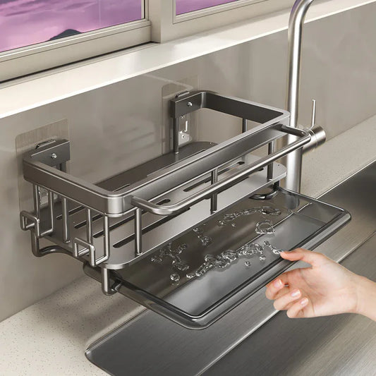 Wipe Rack Kitchen Storage Rack – Wall-Mounted, No-Punching Spice Organizer with Drainage Shelves - Shello's Creative Boutique