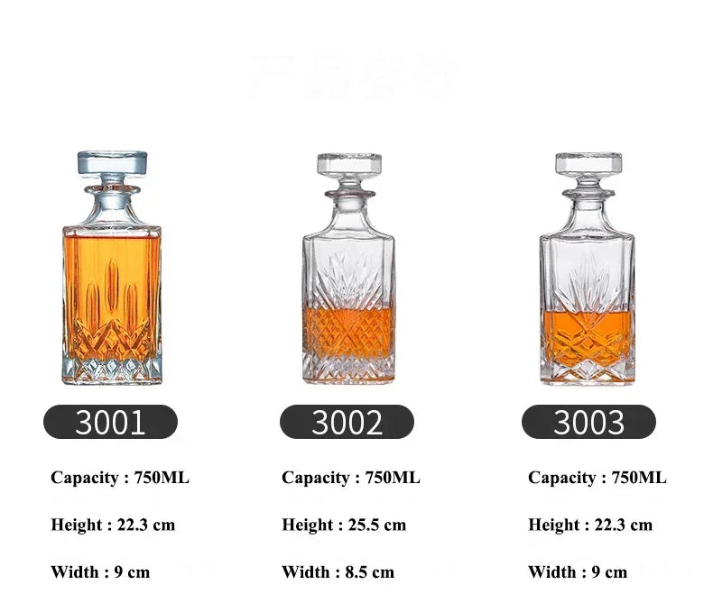 Crystal Glass Whiskey Decanter, Lead-Free, Luxury Barware, Wine Bottle, Home Party, 750ml eprolo