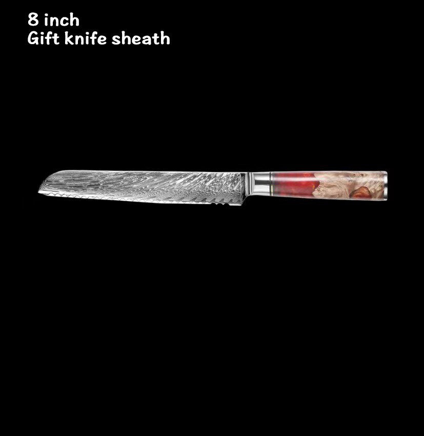 XUANFENG set of vg10 steel kitchen knife brocade machete chef knife bread knife blue resin and color wooden handle kitchen tools eprolo