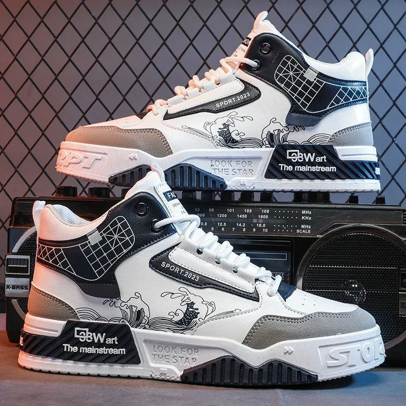 Height increasing white board shoes casual sports high top shoes eprolo