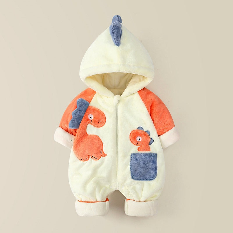 Baby One-Piece Clothes Plush Thickened Autumn And Winter New Baby Boys And Girls Romper Cartoon Crawling Clothes Winter Cotton Clothes eprolo
