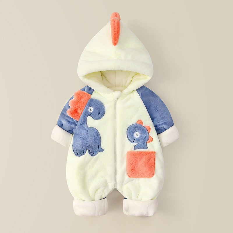 Baby One-Piece Clothes Plush Thickened Autumn And Winter New Baby Boys And Girls Romper Cartoon Crawling Clothes Winter Cotton Clothes eprolo