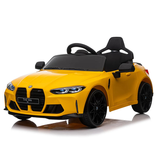 Yellow BMW M4 12v Kids ride on toy car 2.4G W/Parents Remote Control Three speed adjustable - Shello's Creative Boutique