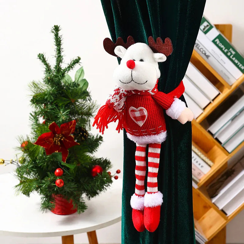 Christmas Decoration Knitted Fabric- Long Leg Santa Claus Curtain Buckle Pendant - Shello's Creative Boutique