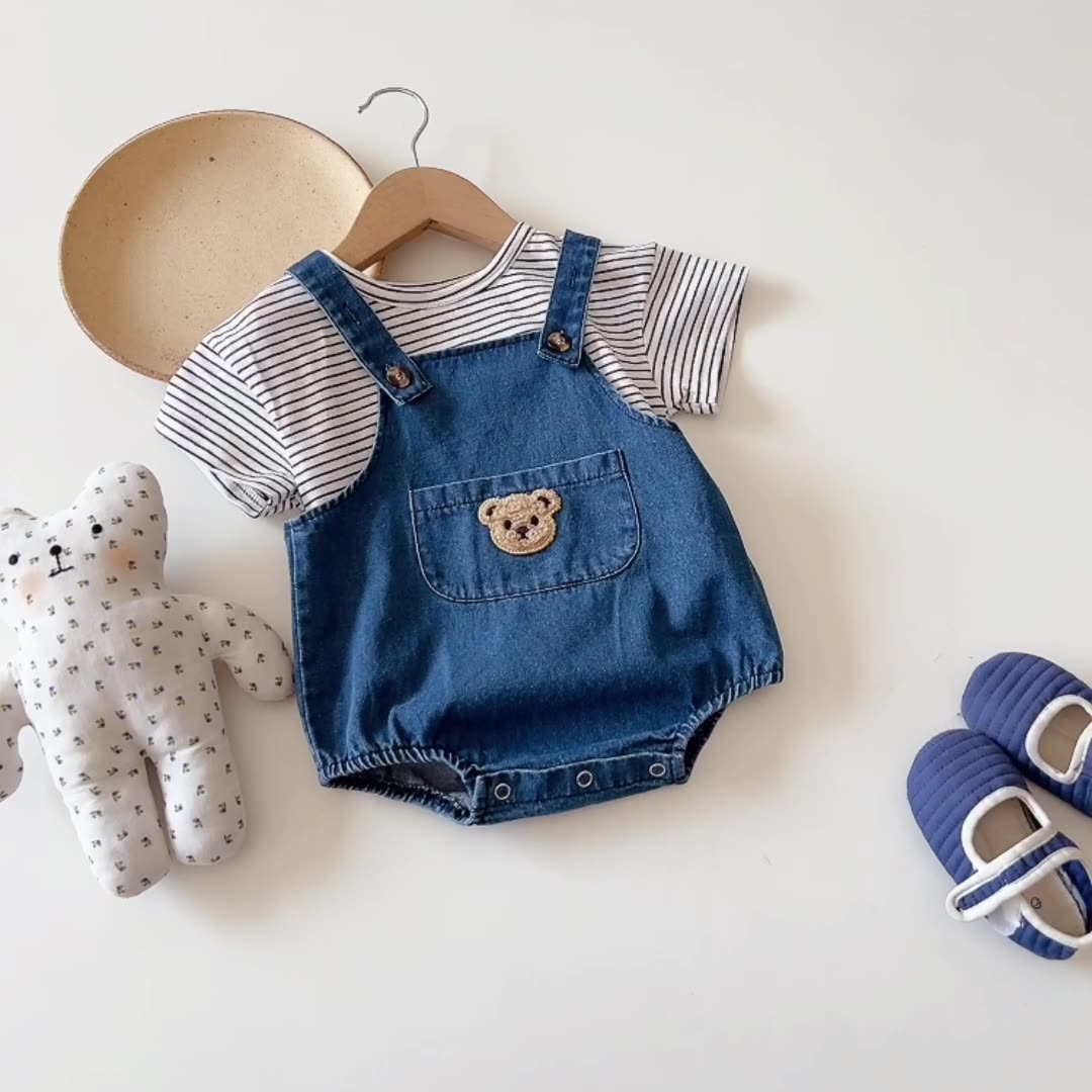 Bear Denim Overalls shorts children's clothing baby summer shorts Shello Creative Boutique