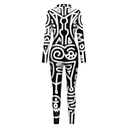 Eprolo Geometry Print Holiday Party Bodysuit for Women