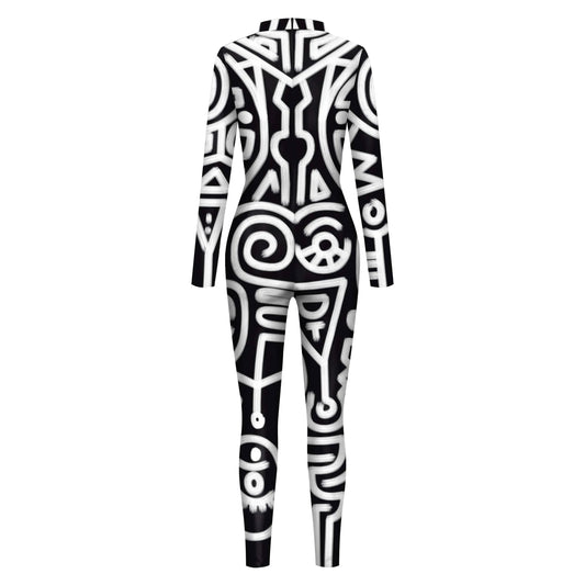 Eprolo Geometry Print Holiday Bodysuit for Women - Perfect Holiday Party Outfit - Shello's Creative Boutique