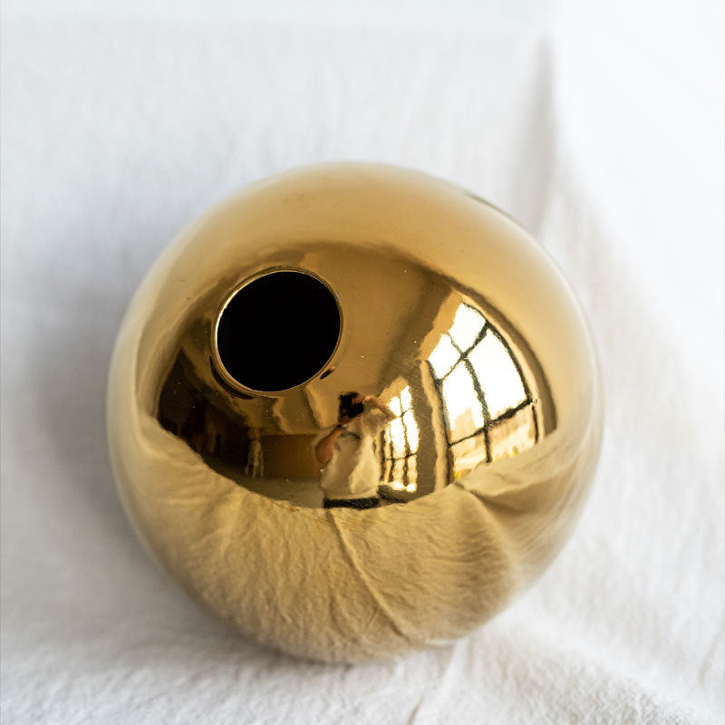 European Style Gold Plated Ceramic Vase Circular Model Room Wedding Decoration, Flower Arrangement, Vase Placement, Jewelry eprolo