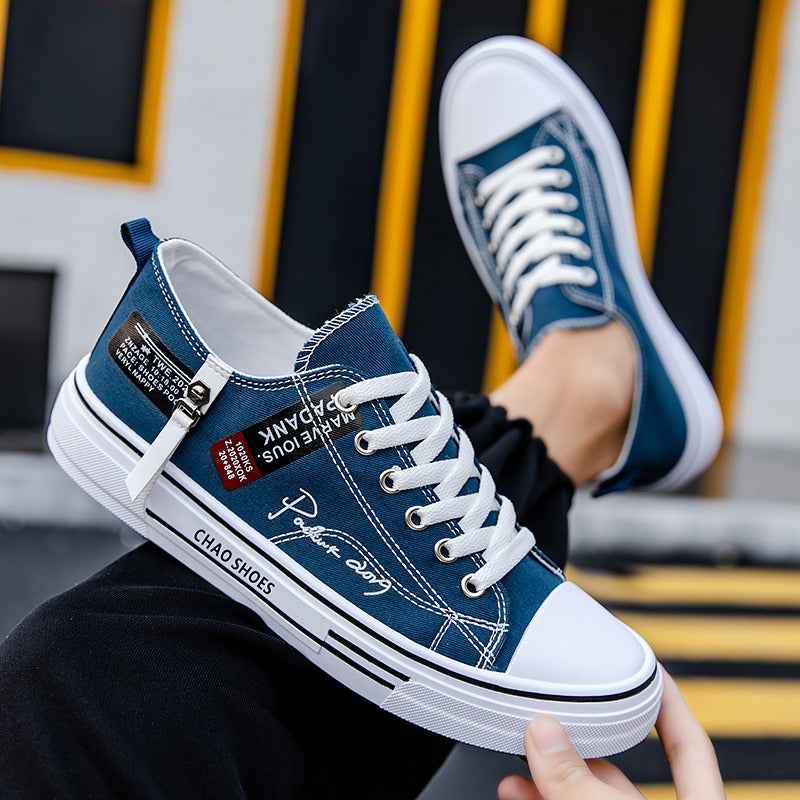 Breathable men's canvas shoes, Hong Kong style men's shoes, casual cloth shoes, trendy, lightweight, low top board shoes