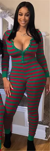Women's Christmas Pajama Romper - Cosy Long Sleeve Jumpsuit - Shello's Creative Boutique