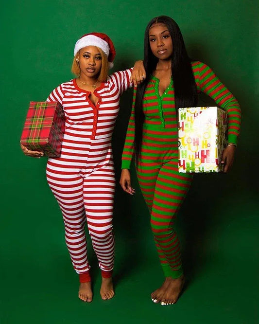 Women's Christmas Pajama Romper - Cosy Long Sleeve Jumpsuit - Shello's Creative Boutique