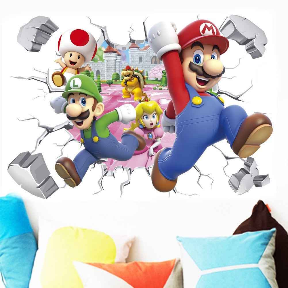 Mario Wall Stickers PVC Self-Adhesive Anime Game Decor for Children's Rooms and Kindergartens