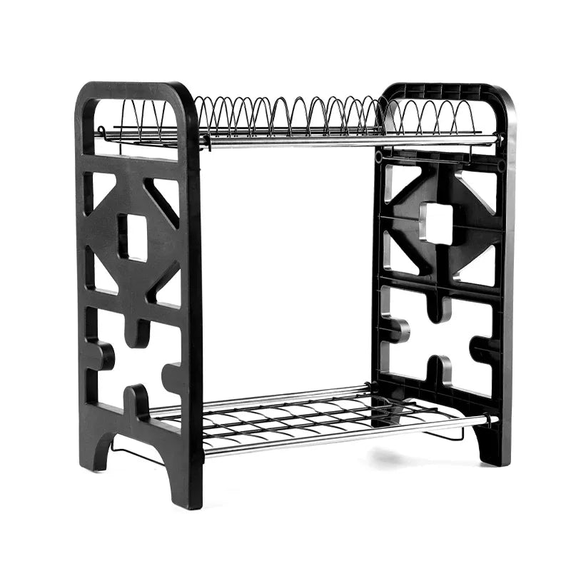 2 Layers Stainless Steel Dish Storage Rack Kitchen Storage Holder Dish Bowl Drain Rack - Shello's Creative Boutique