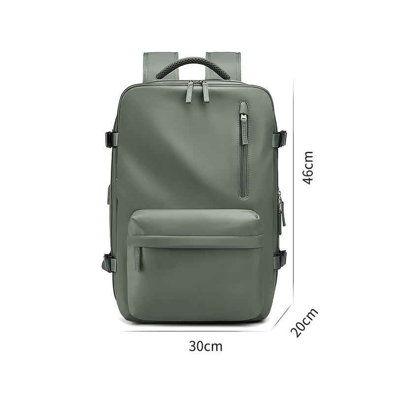 Waterproof Leather Laptop Backpack - 18 Inch Vintage Unisex School Bag for Men with USB Port