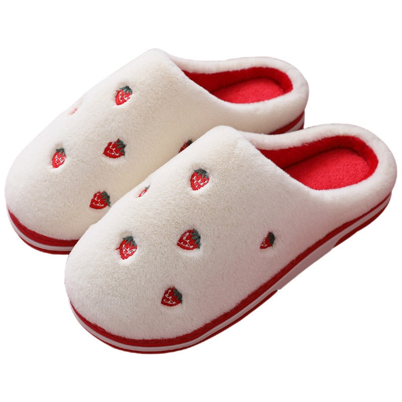 Fashion Fruit Indoor Slippers Women Warm Plush Home Slipper Anti-slip Soft Lovers Winter Shoes Banana Cherry Ladies Slides SH450 eprolo