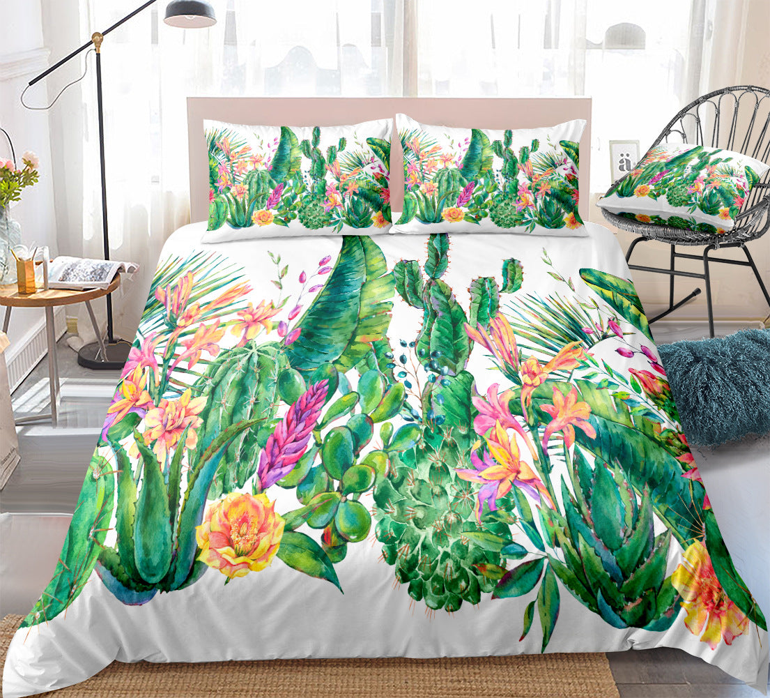Home Textiles Bedroom Supplies Bed Sheets Pillowcases Cactus Succulent Three or Four Piece Sets eprolo