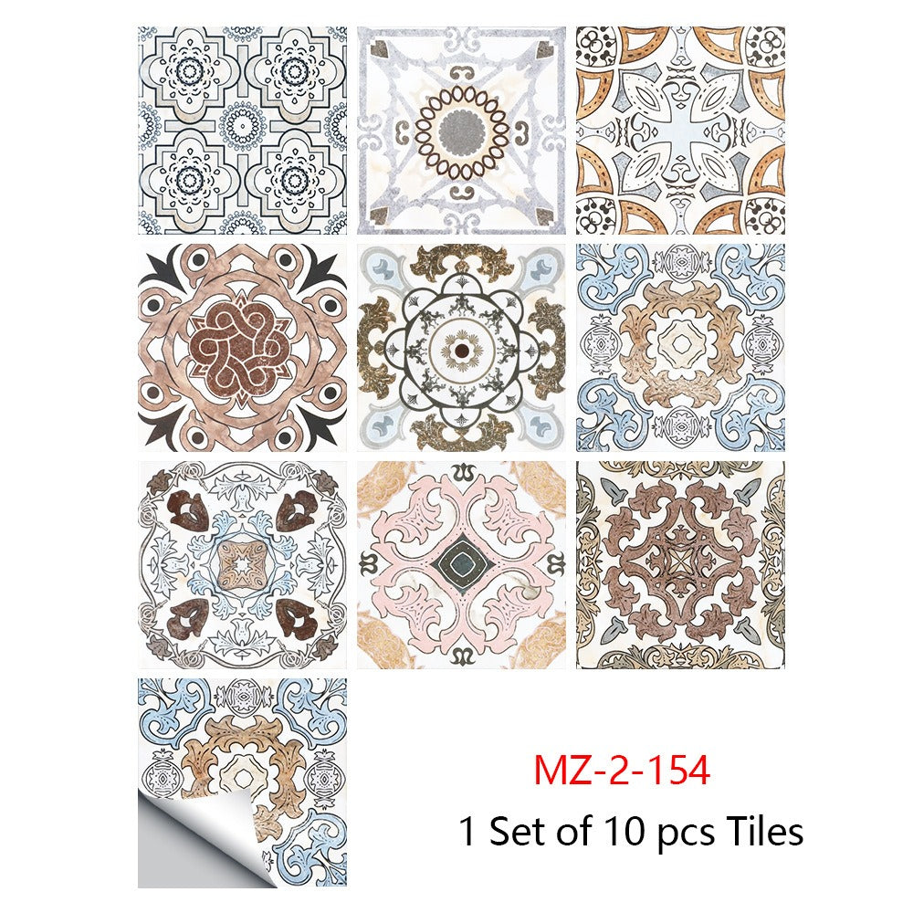 10 Piece Set Of Datura Mosaic Small Flower Imitation Ceramic Tile Sticker For Home Renovation Kitchen And Bathroom Decoration Self-Adhesive Wall Sticker