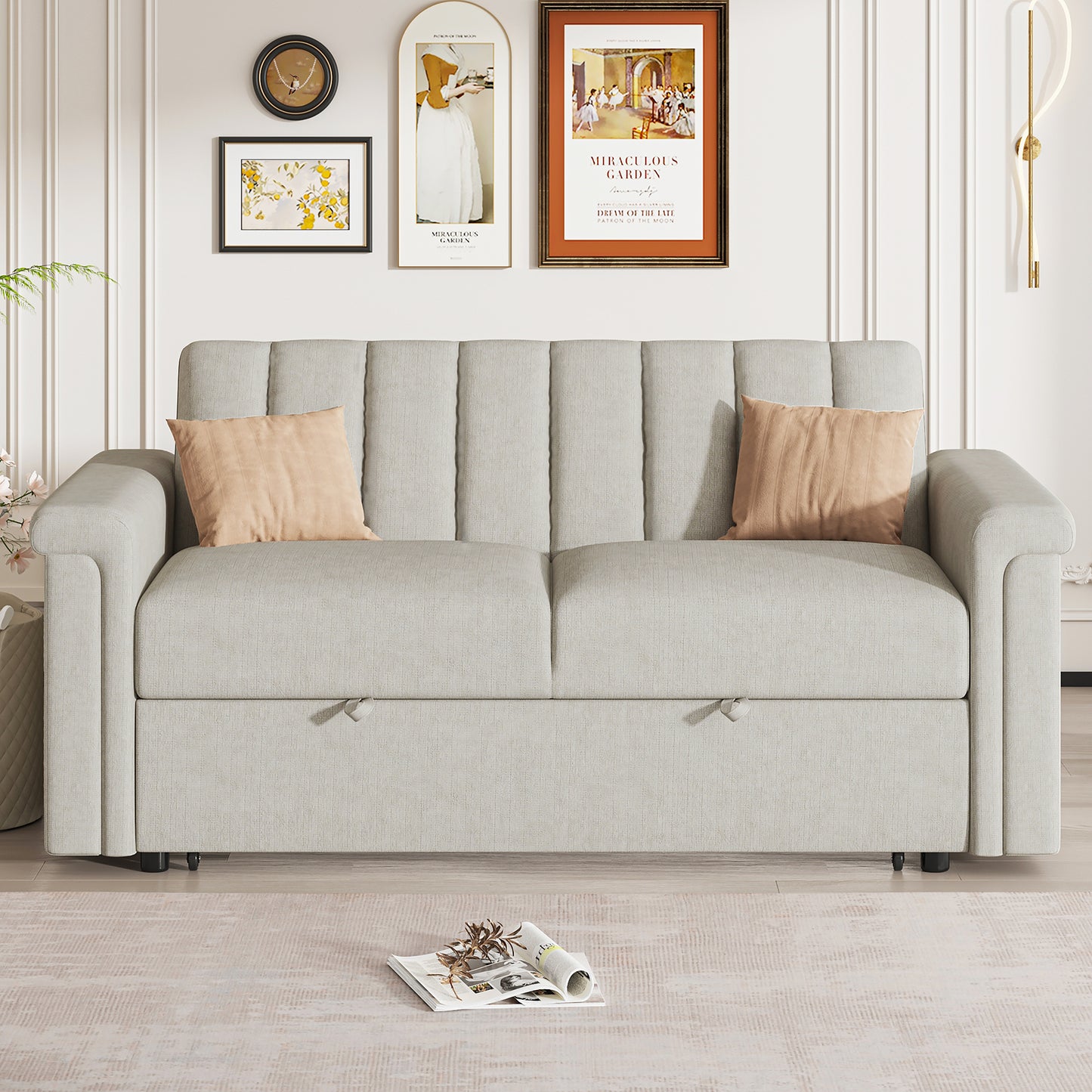 U_STYLE Convertible Soft Cushion Sofa Pull Bed ,for Two People to Sit On eprolo
