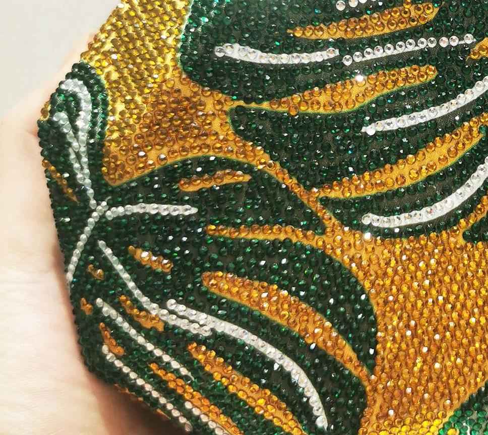 Green Leaf Diamond Handbag - Hot Dinner Handheld Bag with Chain