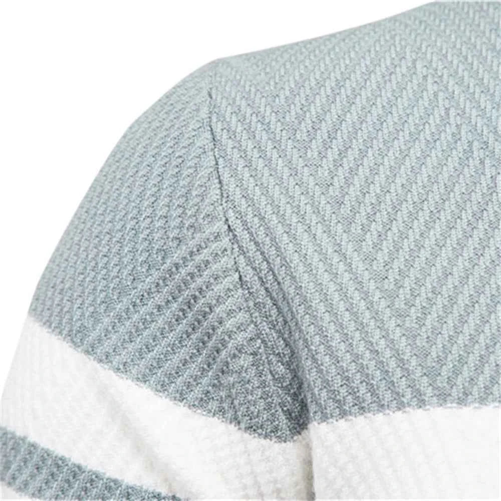 New Autumn Pullover Men's O-neck Patchwork Long Sleeve Warm Slim Sweaters Casual Fashion Sweater
