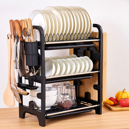2 Layers Stainless Steel Dish Storage Rack Kitchen Storage Holder Dish Bowl Drain Rack eprolo