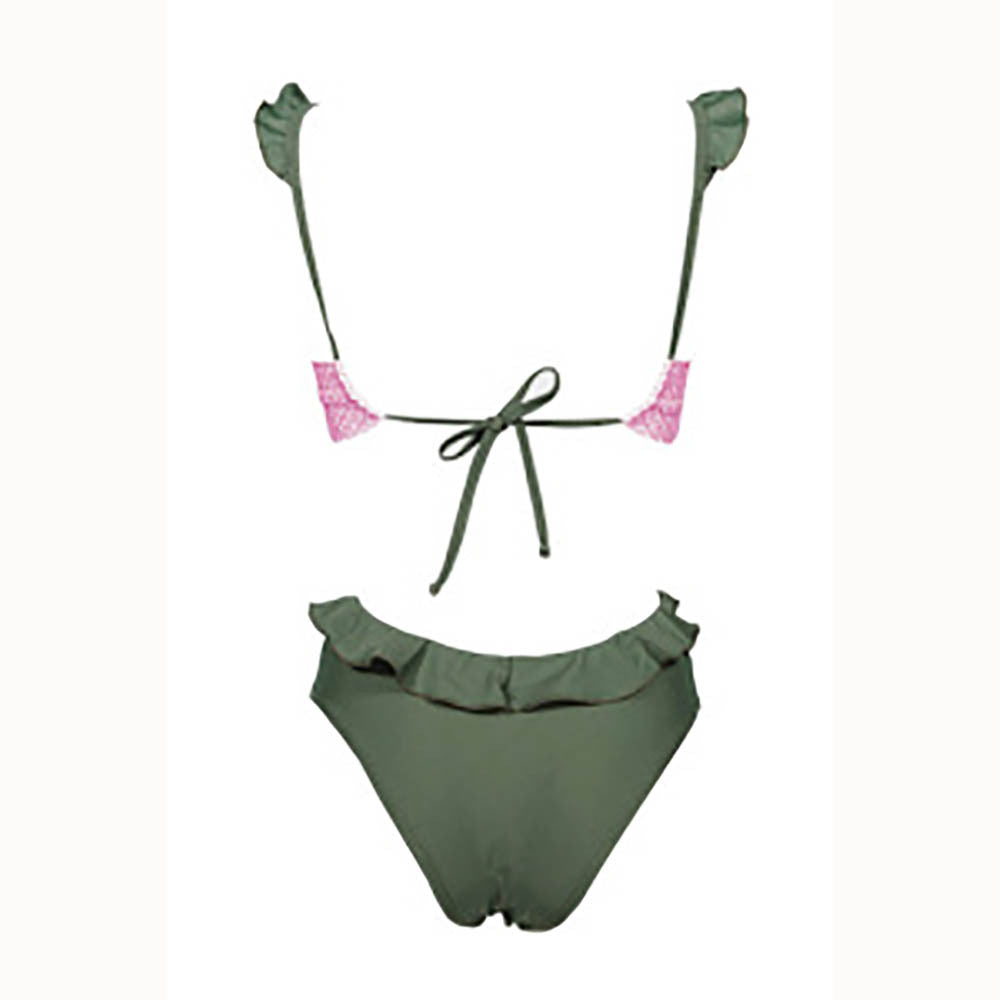 One piece swimsuit women sexy halter strap chest pad no steel support swimsuit ruffle Shello Creative Boutique