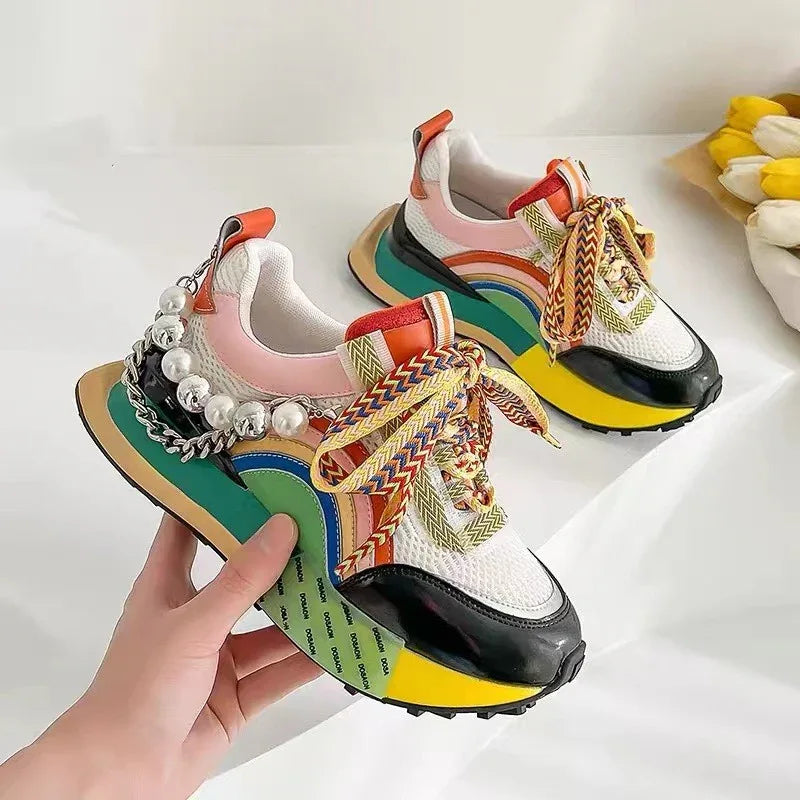 Women's Sneakers Retro Style Original Design Thick Sole Casual - Shello's Creative Boutique