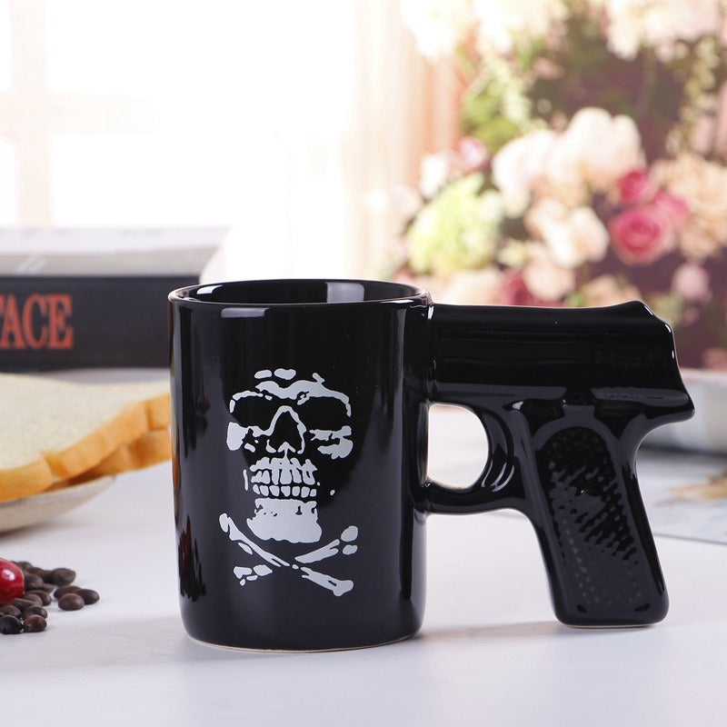 Pirate Pistol Cup Creative Skull Ceramic Water Cup Gun Handle Mug 3D Modeling Coffee Cup eprolo