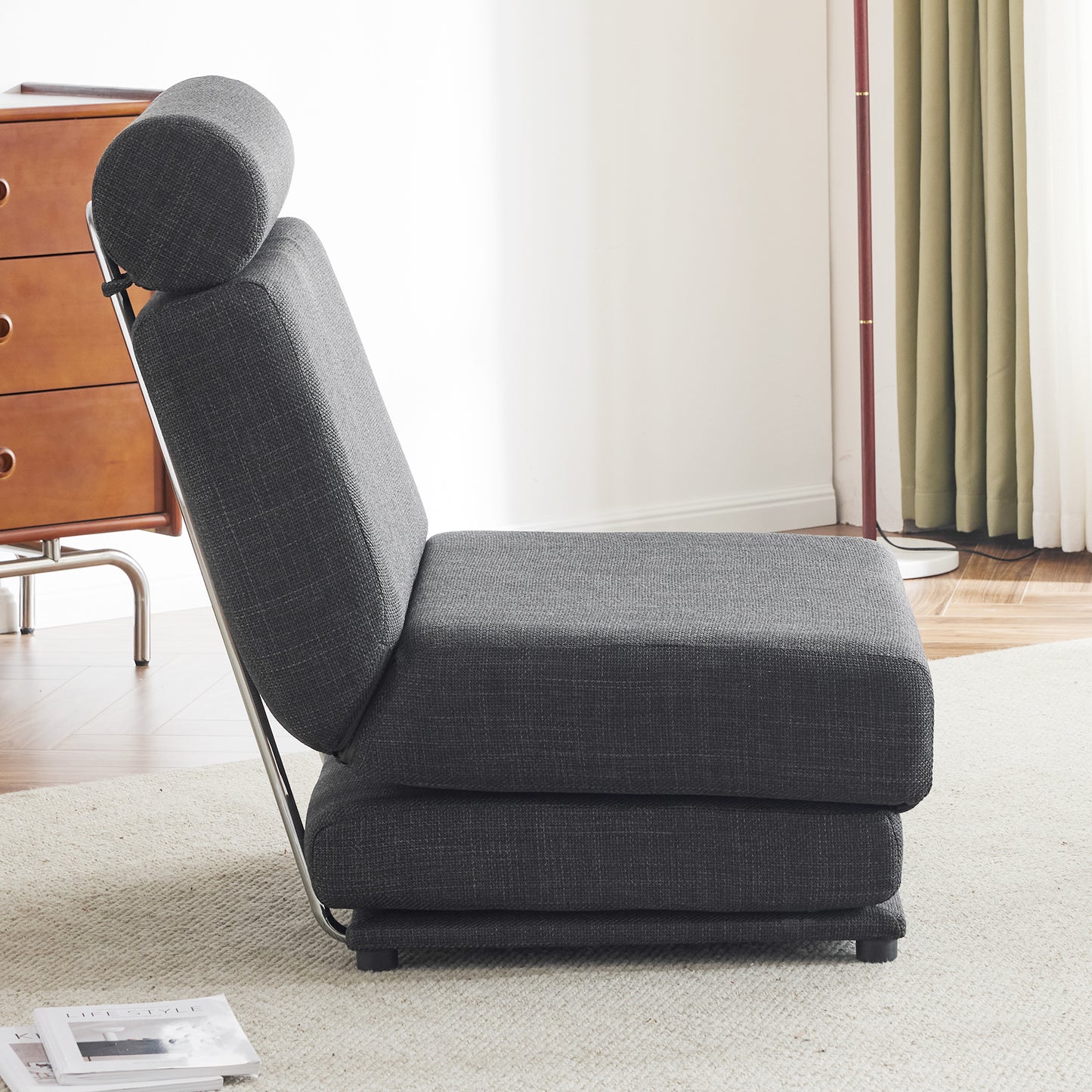 Single Sofa Chair Foldable Single Sofa Bed with Pillow,Portable Foldable Sofa Bed,Leisure Sofa Chair,Easy to Store, Dark Grey eprolo